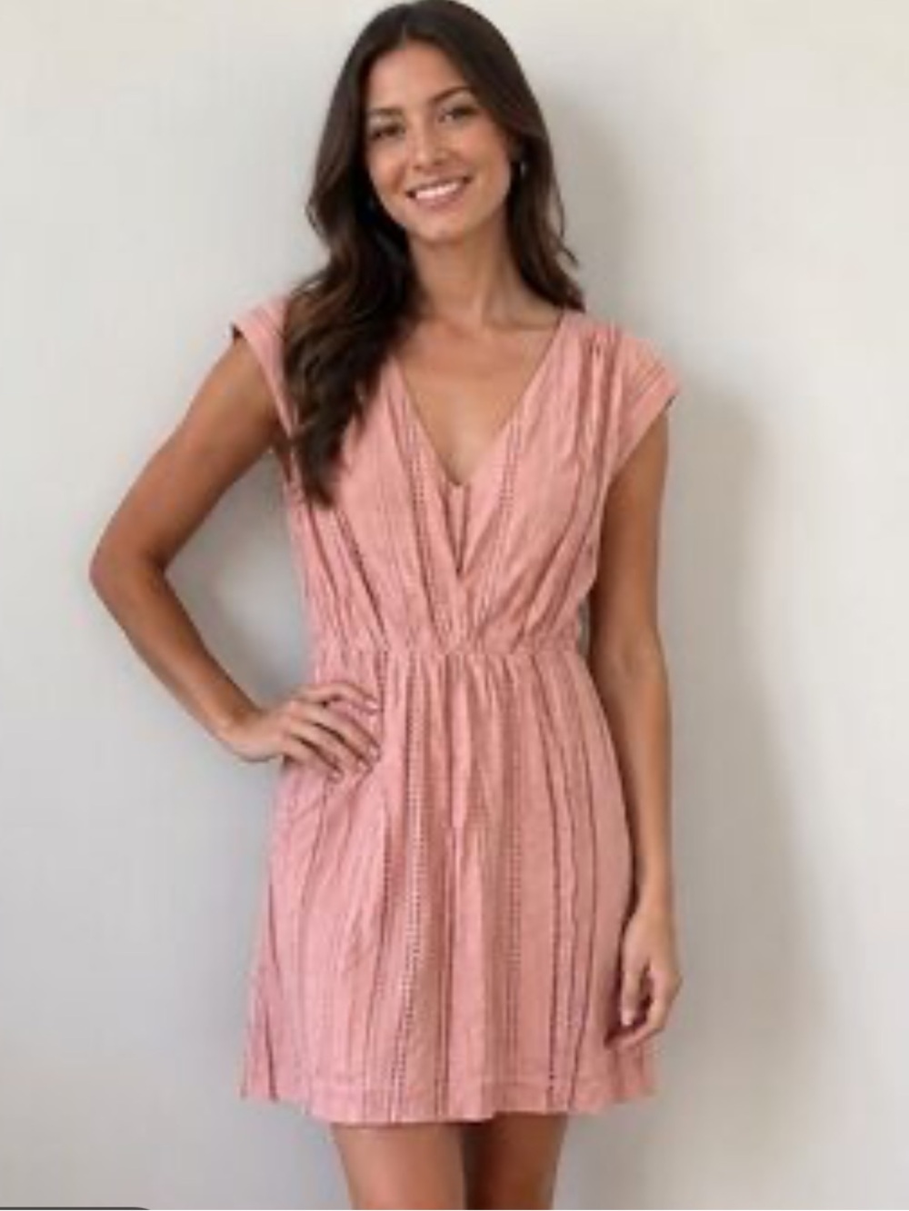 J. Crew Blush Pink Eyelet 100% Cotton Tie Waist Dress Cottagecore